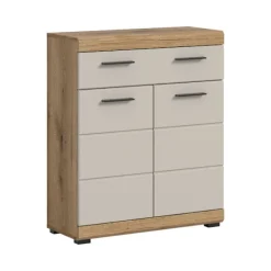 Rootz Freestanding Cabinet - Storage Unit - Organizer - Ample Storage - 74x88x31cm - Evoak Oak & Cashmere Imitation MDF Front
