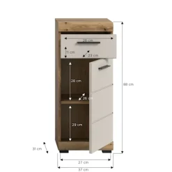 Rootz Fritstående kabinet - Opbevaringsenhed - Arrangør - Holdbar MDF, alsidig design - 37 x 88 x 31 cm