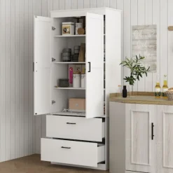 Rootz Fritstående køkkenskab - Pantry Storage - Stue Cabinet - Justerbare hylder - 75W x 39d x 178H cm