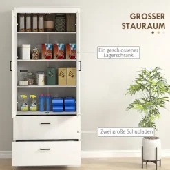 Rootz Fritstående køkkenskab - Pantry Storage - Stue Cabinet - Justerbare hylder - 75W x 39d x 178H cm