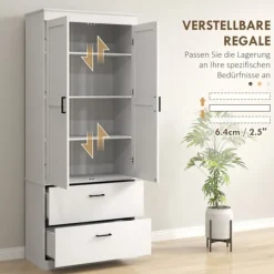 Rootz Fritstående køkkenskab - Pantry Storage - Stue Cabinet - Justerbare hylder - 75W x 39d x 178H cm