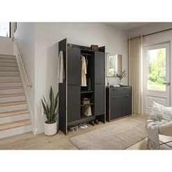 Rootz Garderobe - Tøjopbevaring - Arrangør - Moderne stil - Sort - 105x189x37cm