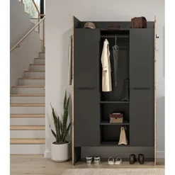 Rootz Garderobe - Tøjopbevaring - Arrangør - Moderne stil - Sort - 105x189x37cm