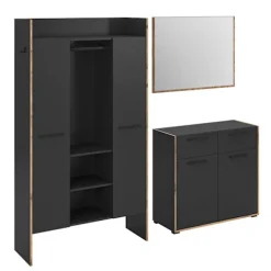 Rootz Garderobe Set - Closet Ensemble - Opbevaringskombination - Holdbar sort - 215 cm x 189 cm x 37 cm