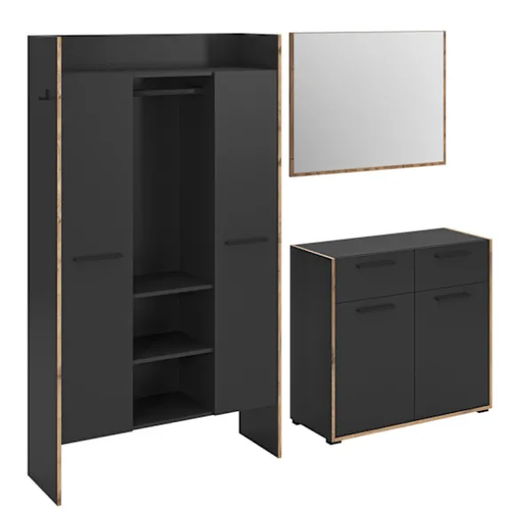 Rootz Garderobe Set - Closet Ensemble - Opbevaringskombination - Holdbar sort - 215 cm x 189 cm x 37 cm