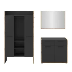 Rootz Garderobe Set - Closet Ensemble - Opbevaringskombination - Holdbar sort - 215 cm x 189 cm x 37 cm