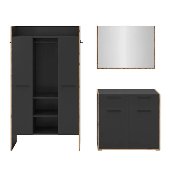 Rootz Garderobe Set - Closet Ensemble - Opbevaringskombination - Holdbar sort - 215 cm x 189 cm x 37 cm