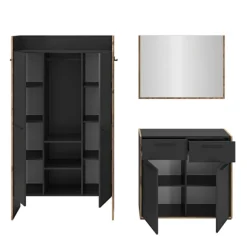 Rootz Garderobe Set - Closet Ensemble - Opbevaringskombination - Holdbar sort - 215 cm x 189 cm x 37 cm