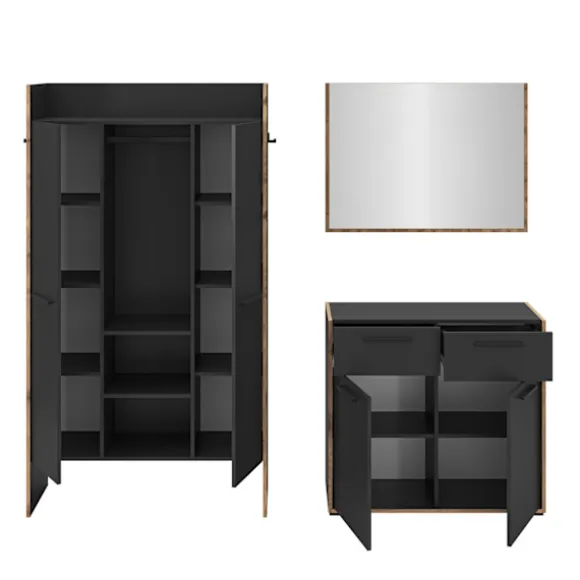 Rootz Garderobe Set - Closet Ensemble - Opbevaringskombination - Holdbar sort - 215 cm x 189 cm x 37 cm