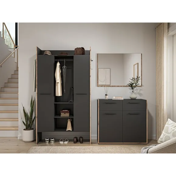 Rootz Garderobe Set - Closet Ensemble - Opbevaringskombination - Holdbar sort - 215 cm x 189 cm x 37 cm
