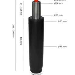 Rootz gasfjeder kontorstol 195mm - 50mm Sort
