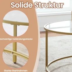 Rootz Glass Sofabord - Retro Accent Bord - Stue Møbler - Golden ramme, jern/glas - 84 cm x 84 cm x 45,5 cm