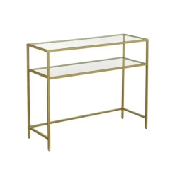 Rootz Gold konsolbord - metalglas entrébord - sofabord - 20 kg Max belastningskapacitet - 100 cm x 35 cm x 80 cm