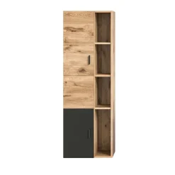Rootz Grado Midi Cabinet - Badeværelse forfængelighed - Træmateriale - Nox Oak/Gray Matt - Systemmøbler - Tidløs design - 48 cm x 144 cm x 35 cm