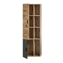 Rootz Grado Midi Cabinet - Badeværelse forfængelighed - Træmateriale - Nox Oak/Gray Matt - Systemmøbler - Tidløs design - 48 cm x 144 cm x 35 cm