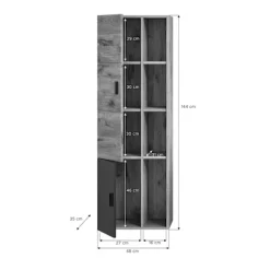 Rootz Grado Midi Cabinet - Badeværelse forfængelighed - Træmateriale - Nox Oak/Gray Matt - Systemmøbler - Tidløs design - 48 cm x 144 cm x 35 cm