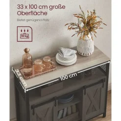Rootz Greige sort skænk - Spånplade stålskab - Opbevaringsenhed - Justerbare hylder - 33cm x 100cm x 80cm