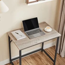 Rootz Greige sort skrivebord - Studiebord - Arbejdsstation - Spånplade og stål - Letvægts - Nem montering - Rummelig - 50 cm x 80 cm x 76 cm