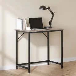 Rootz Greige sort skrivebord - Studiebord - Arbejdsstation - Spånplade og stål - Letvægts - Nem montering - Rummelig - 50 cm x 80 cm x 76 cm