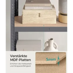 Rootz Grey Opbevaringsstativ - Reol - Metalramme - Heavy Duty - 40 cm x 80 cm x 160 cm - Galvaniseret stål - MDF - 10 kg - 130 kg Kapacitet - 520 kg S | Fyndiq