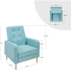 Rootz ægstol med armlæn - loungestol - afslappende lænestol - linneddækning - solide træben - 68 x 90,5 x 73,5 cm - blå - hyggeligt og moderne design | Fyndiq