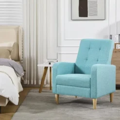 Rootz ægstol med armlæn - loungestol - afslappende lænestol - linneddækning - solide træben - 68 x 90,5 x 73,5 cm - blå - hyggeligt og moderne design | Fyndiq