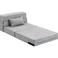 Rootz gulvsofa - polstret sofa - konvertibel madras - behageligt skum - 210 cm x 80 cm x 15 cm - gråt stof