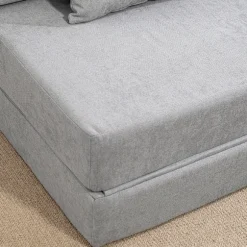 Rootz gulvsofa - polstret sofa - konvertibel madras - behageligt skum - 210 cm x 80 cm x 15 cm - gråt stof