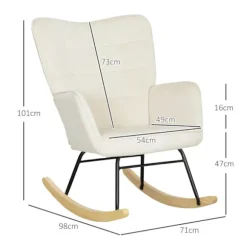 Rootz gyngestol - ammestol - afslapningsstol - fløjlspolstring - 98cm x 71cm x 101cm