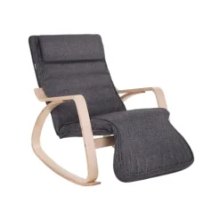 Rootz gyngestol - Mørkegrå - Birketræ - Skum - Strygejern - Imiteret linned - 67 cm x 125 cm x 91 cm - Letvægts - Max belastning 150 kg - Aftageligt b | Fyndiq