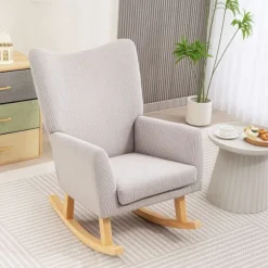 Rootz gyngestol - Retro Design lænestol - Polstret lænestol - Ergonomisk komfort - 72cm x 97cm x 100cm - Grå