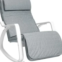 Rootz gyngestol med fodstøtte - Justerbar liggestol - Relax Chair - Lænestol - Birketræ - 150 kg bæreevne - Grå