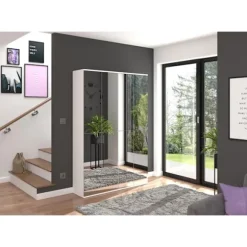 Rootz High -Gloss White Garderobe Set - Træmateriale - Blankt finish - Optimal opbevaring - 122 cm x 193 cm