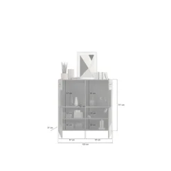 Rootz Highboard Freno - Wood Material - Gray Replica - Nox Oak Replica - 160 x 90 x 40 cm