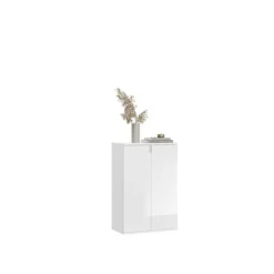 Rootz High-Gloss White Shoe Cabinet - Wooden Shoe Organizer - Modern Shoe Rack - FSC Certified - Approx. 61 x 99 x 34 cm