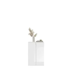 Rootz High-Gloss White Shoe Cabinet - Wooden Shoe Organizer - Modern Shoe Rack - FSC Certified - Approx. 61 x 99 x 34 cm