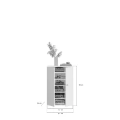 Rootz High-Gloss White Shoe Cabinet - Wooden Shoe Organizer - Modern Shoe Rack - FSC Certified - Approx. 61 x 99 x 34 cm