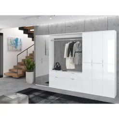Rootz High-Gloss White Shoe Cabinet - Wooden Shoe Organizer - Modern Shoe Rack - FSC Certified - Approx. 61 x 99 x 34 cm