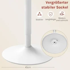 Rootz Højde Justerbar stangtabel - Bistro -bord - Runde sidebord - Skrab og vandtæt MDF - 52 cm Tabel Top x 69.5-91.5cm Højde