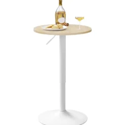 Rootz Højde Justerbar stangtabel - Bistro -bord - Runde sidebord - Skrab og vandtæt MDF - 52 cm Tabel Top x 69.5-91.5cm Højde