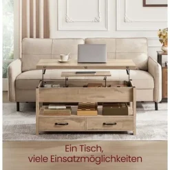 Rootz Højdejusterbart sofabord - Lift-top sofabord - Multifunktionelt bord - Opbevaringsløsning - 50 x 100 x 49,1/64,1 cm - Brun