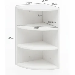 Rootz hjørnehylde hvid 30 x 60 x 30 cm WL5.843 væghylde i træ hjørne hængehylde - Træhylde til væggen Høj - Fritsvævende væghylde - Design dekorativ h | Fyndiq