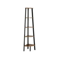 Rootz Hjørnehylde med 5 hylder - Flydende hylde - Industrielt design - Væghylde - Træhylde - Industriel hylde - Opbevaringshylde - Spånplade - Vintage | Fyndiq