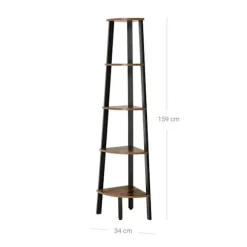 Rootz Hjørnehylde med 5 hylder - Flydende hylde - Industrielt design - Væghylde - Træhylde - Industriel hylde - Opbevaringshylde - Spånplade - Vintage | Fyndiq