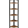 Rootz Hjørneskab - Reol - Hylde - Metal - Forarbejdet træ - Brun - Sort - 30 x 30 x 150 cm