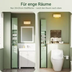 Rootz Højskab - Slank opbevaringsenhed - Pladsbesparende organisering - Justerbare hylder - 20x180x20cm MDF-konstruktion