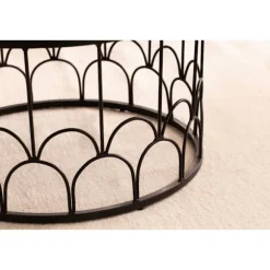 Rootz håndlavet sofabord - Industrielt design - Rundt bord - Naturligt trækorn - Håndlavet - 60 cm x 60 cm x 36 cm - Mango massivt træ - Pulverlakeret | Fyndiq