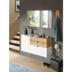 Rootz hængende kommode - vægmonteret opbevaring - hvid efterligning - rigelig opbevaring - 120x64x37cm