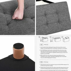 Rootz Hocker - Puf - Opbevaringsplads - Mørkegrå - 76 x 38 x 40 cm