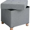 Rootz Hocker - Taburet med opbevaring - osmannisk - Grå siddestol med opbevaringsplads - 38 x 40 x 38 cm (B/H/D)